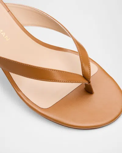Stuart Weitzman Rio Leather Kitten-heel Thong Sandals In Brown