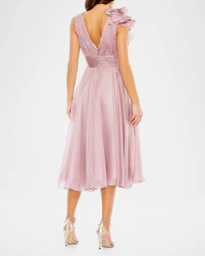 Mac Duggal Sleeveless Chiffon A-line Tea Length Cocktail Dress In Neutral