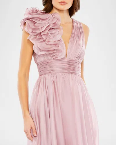 Mac Duggal Sleeveless Chiffon A-line Tea Length Cocktail Dress In Neutral