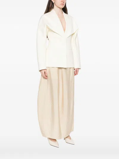 Jacquemus Chale Wool Blend Single Breasted Jacket In White