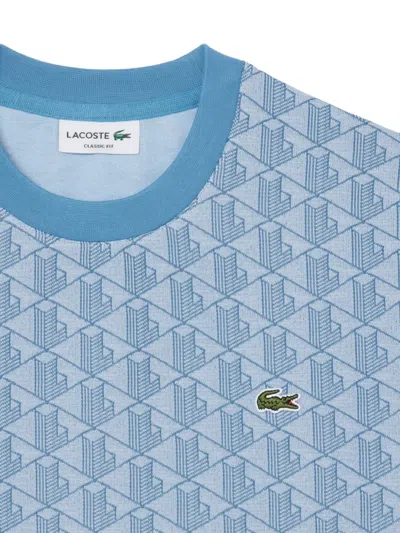 Lacoste Patterned Round Neck T-shirt In Blue