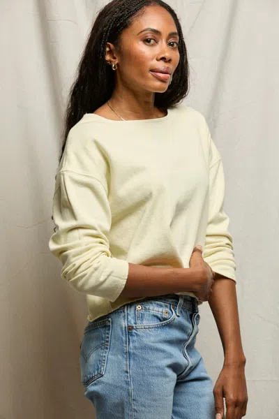 Perfectwhitetee Briana French Terry Top In Custard In Yellow