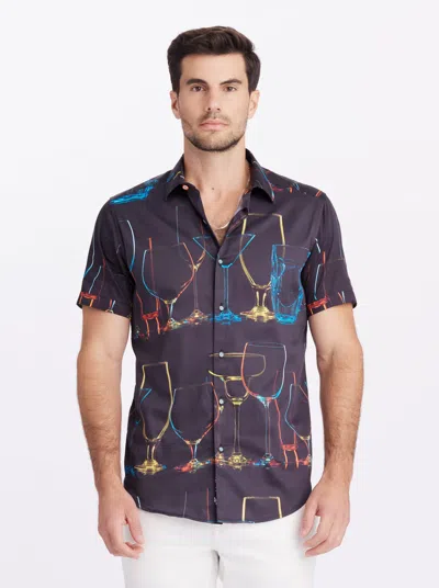 Robert Graham Neon Nights Short Sleeve Button Down Shirt In Blue
