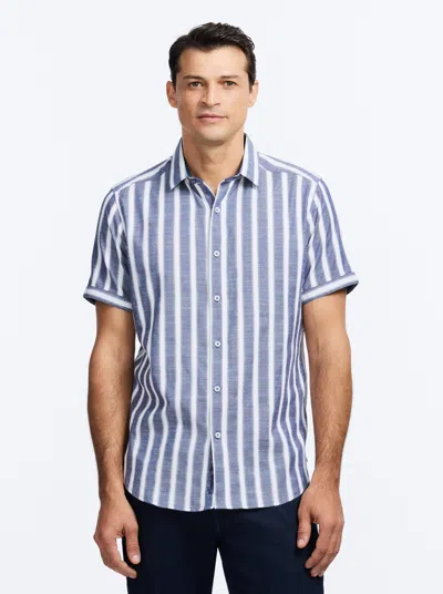 Robert Graham Preston Stripe Cotton Blend Button-up Shirt In Blue