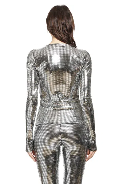 Mm6 Maison Margiela Metallic Long-sleeve T-shirt In Silver
