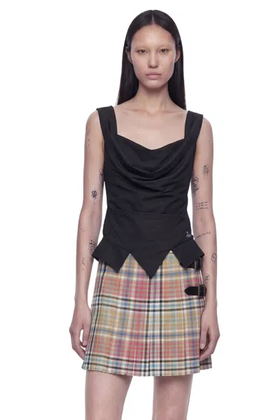 Vivienne Westwood Sleeveless Draped Top Asymmetric Hem Design In Black