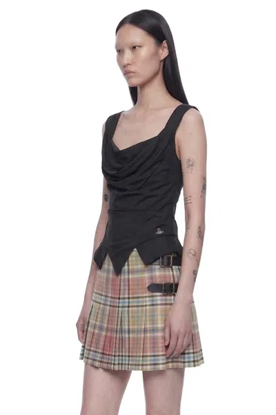 Vivienne Westwood Sleeveless Draped Top Asymmetric Hem Design In Black