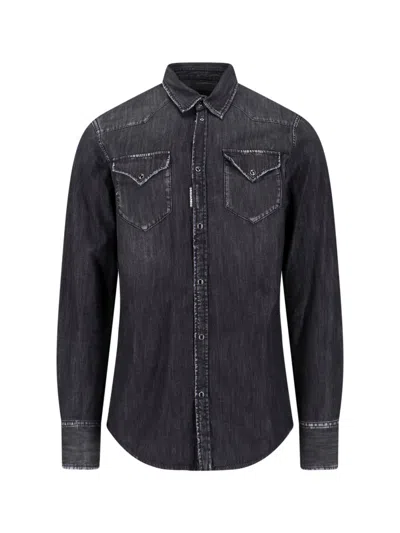 Dsquared2 Dsquared Black Denim Classic Western Shirt In Black