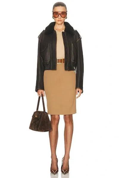 Acne Studios Shearling Bomber Jacket In Brown