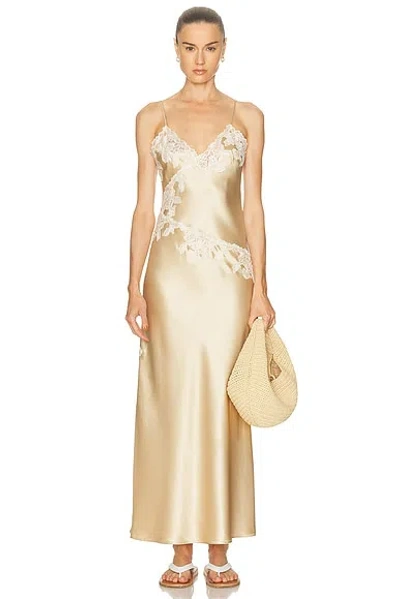 By Malene Birger Vera Lace-detailed Slip Midi Dress In Gold