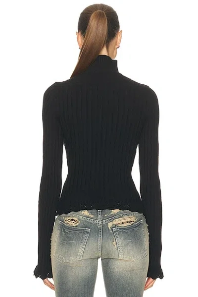 Balenciaga Cotton Rib Knit Heart Cutout Sweater In Black