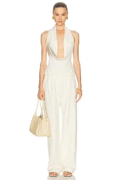Lapointe Jersey Cowl Neck Top In White
