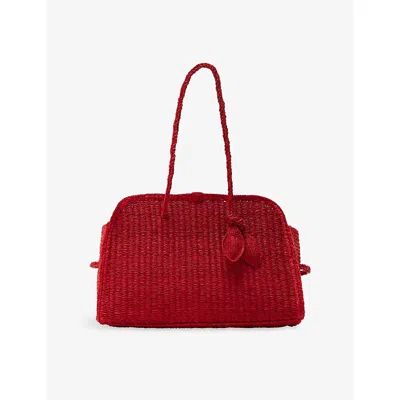 Jacquemus Medium Le Turismo Raffia Shoulder Bag In Burgundy
