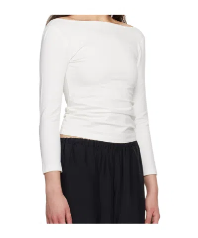 St Agni White Soft Jersey Ballerina Long Sleeve T-shirt In White