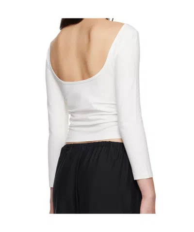 St Agni White Soft Jersey Ballerina Long Sleeve T-shirt In White