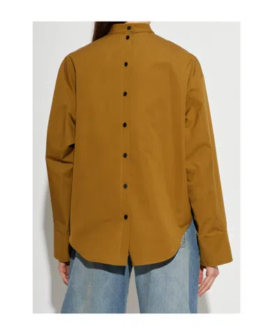 Alaïa Womens Alaia Button-through Layered Cotton Shirt In Brown | ModeSens