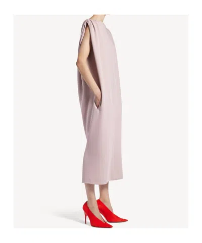 Balenciaga Gathered-shoulder High-neck Midi Sack Dress In Pink