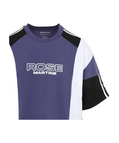 Martine Rose Purple Indigo Blue Cotton Oversized Panelled T-shirt In Purple