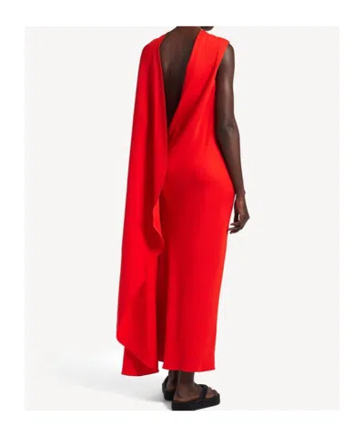 Balenciaga Silk-wool Draped Cape Midi Dress In Red