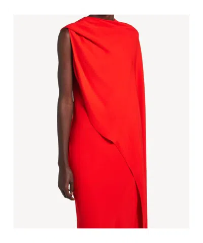 Balenciaga Silk-wool Draped Cape Midi Dress In Red