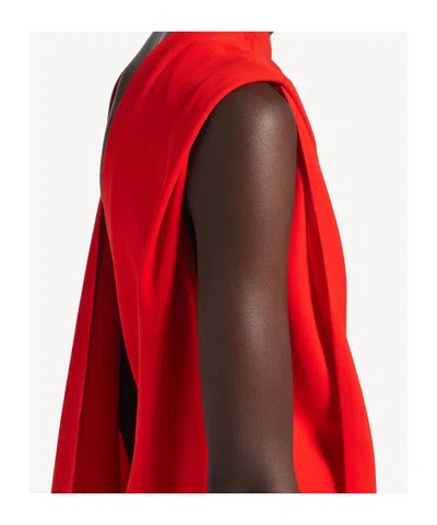 Balenciaga Silk-wool Draped Cape Midi Dress In Red
