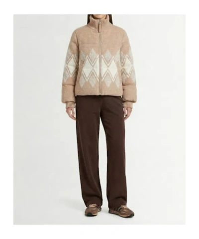 Varley Belinda Padded Fair Isle Knitted Jacket In Neutral