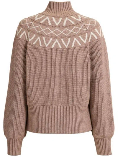 Varley Marcie Fair Isle Yoke Knit Sweater Light Taupe Marl In Neutral