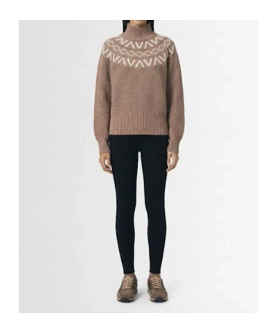 Varley Marcie Fair Isle Yoke Knit Sweater Light Taupe Marl In Neutral