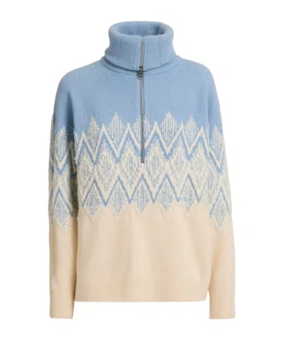 Varley Hedda Fair Isle Half Zip Pullover Ashley Blue In Blue