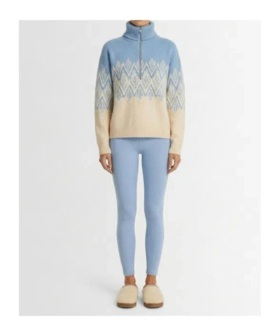 Varley Hedda Fair Isle Half Zip Pullover Ashley Blue In Blue