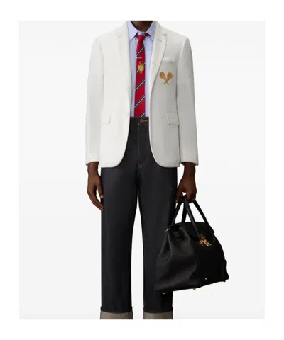Thom Browne Embroidered Blazer In White