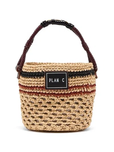 Plan C Straw Bucket Bag In Multi