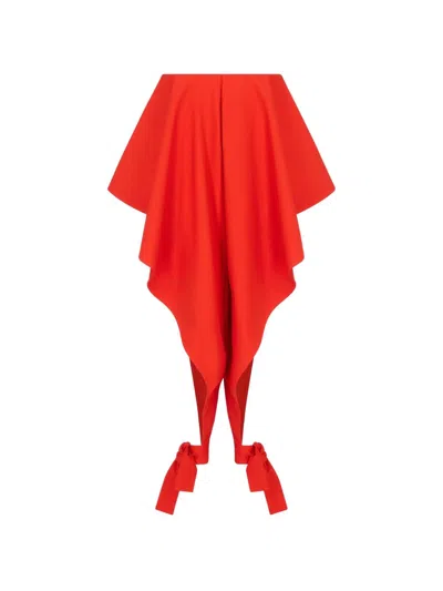 Alaïa Womens Orange Sanguine Ruffled Open-seam Cotton Trousers In Red