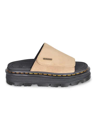 Dr. Martens Zebzag Suede Platform Slides In Brown