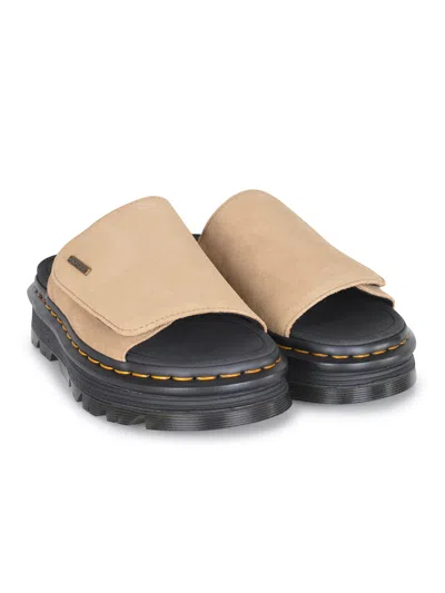 Dr. Martens Zebzag Suede Platform Slides In Brown
