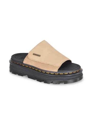 Dr. Martens Zebzag Suede Platform Slides In Brown