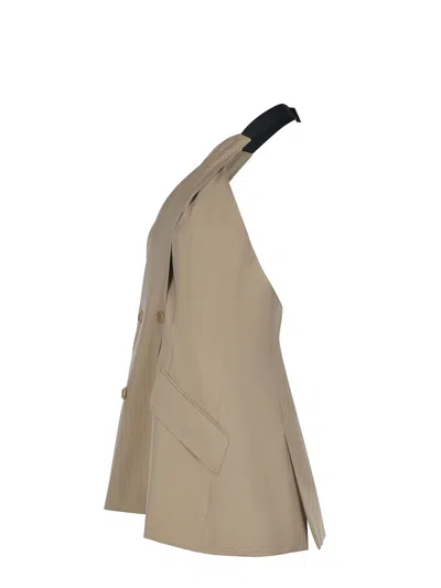 Max Mara Maxmara Mxsnuraghe Sleeveless Jacket In Wool And Silk Poplin In Gray