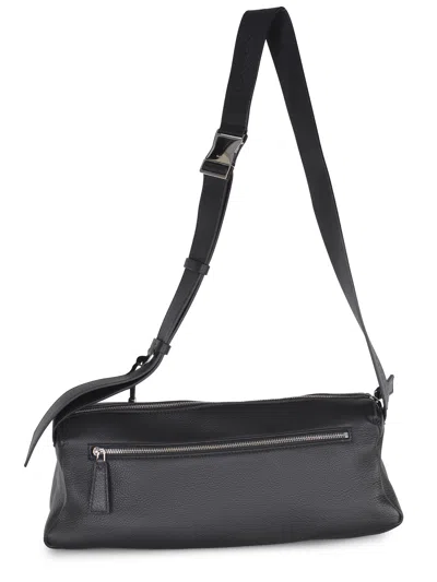 Max Mara Skippers Textured-leather Shoulder Bag In Black