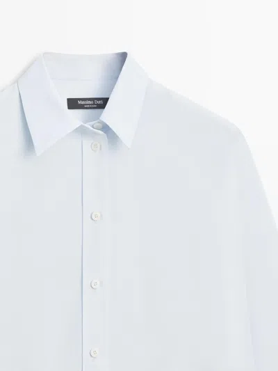 Massimo Dutti Camisa Popelín Con Algodón In Blue