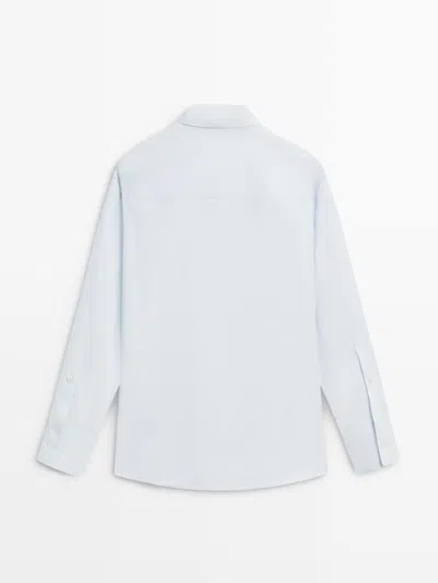 Massimo Dutti Camisa Popelín Con Algodón In Blue