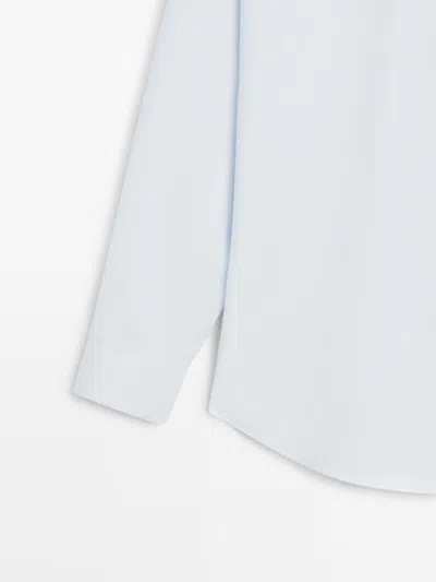 Massimo Dutti Camisa Popelín Con Algodón In Blue