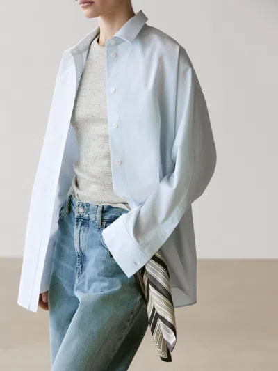 Massimo Dutti Camisa Popelín Con Algodón In Blue