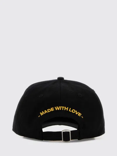 Dsquared2 Black Baseball Cap With Bold Patch And Adjustable Strap In Black