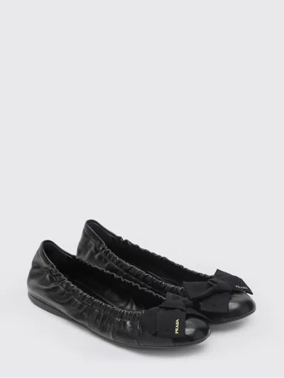 Prada Women Black Leather Ballet Flats, 3.5 Luxury Ballet Flats For Women Darveys