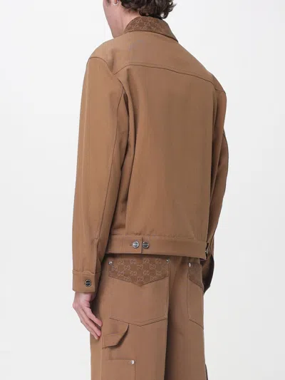 Gucci Blazer Camel Patterned Collar Buttoned Flap Pockets In Brown