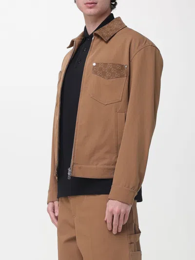 Gucci Blazer Camel Patterned Collar Buttoned Flap Pockets In Brown