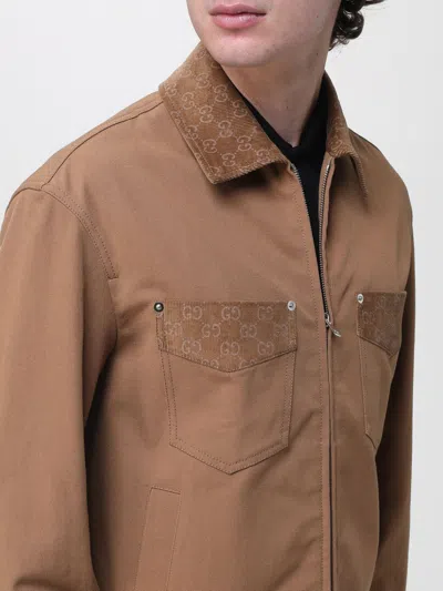 Gucci Blazer Camel Patterned Collar Buttoned Flap Pockets In Brown