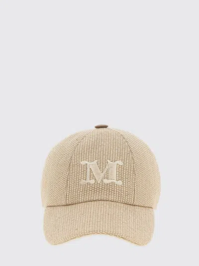 Max Mara Sand Raffia Circense Baseball Cap In Metallic