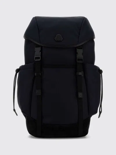 Moncler Canvas Backpack Front Flap Side Pockets In Black