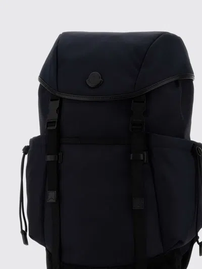 Moncler Canvas Backpack Front Flap Side Pockets In Black